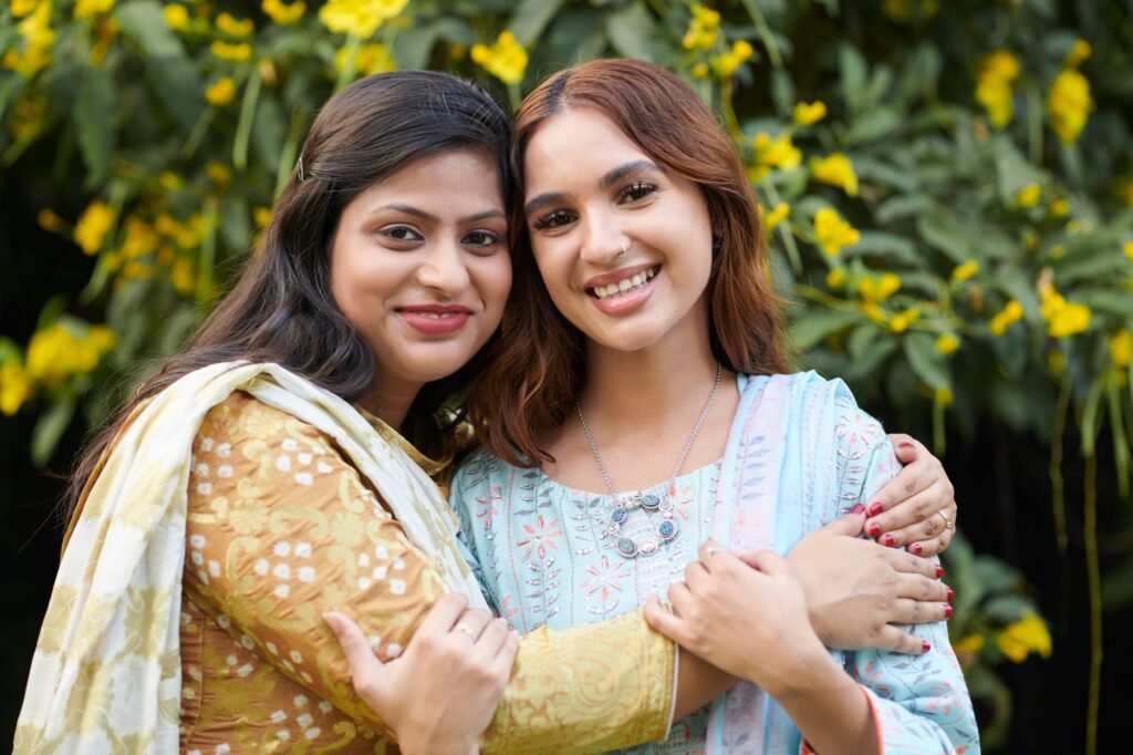 Indian Woman Hugging Best Friend