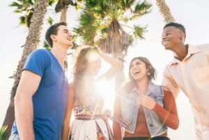 Friends having fun outdoors